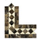 Emperador Dark BIAS Border CORNER w/ C. Marfil Dots Polished
